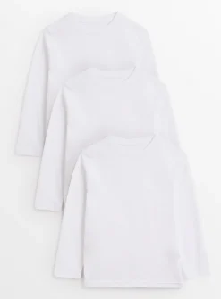 White Long Sleeve Crew Neck T-Shirt 3 Pack 3 years