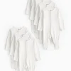 White Long Sleeve Sleepsuits 7 Pack 9-12 months