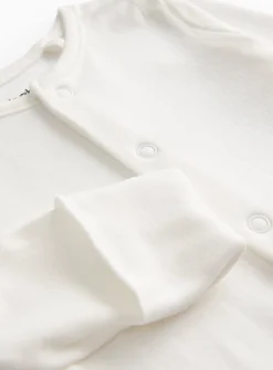 White Long Sleeve Sleepsuits 7 Pack 9-12 months