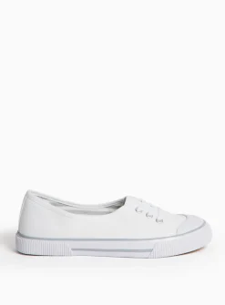 White Low Lace Canvas Trainers 5