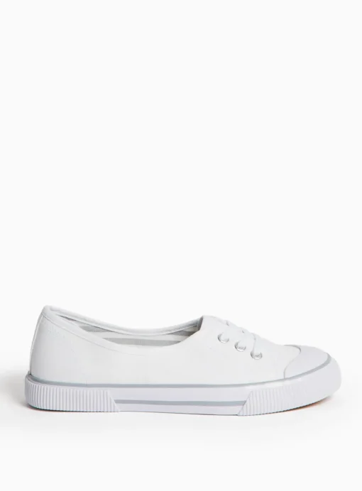 White Low Lace Canvas Trainers 5