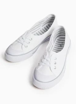 White Low Lace Canvas Trainers 5