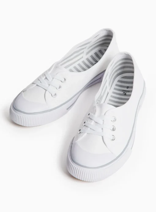 White Low Lace Canvas Trainers 5