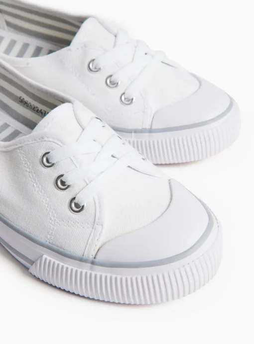 White Low Lace Canvas Trainers 5