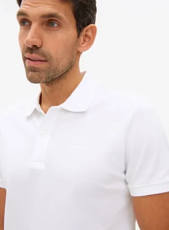 White Pique Embroidered Polo Shirt L