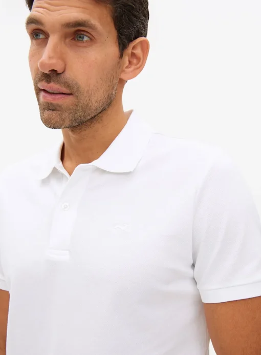 White Pique Embroidered Polo Shirt L