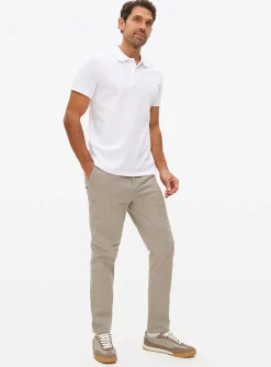 White Pique Embroidered Polo Shirt L
