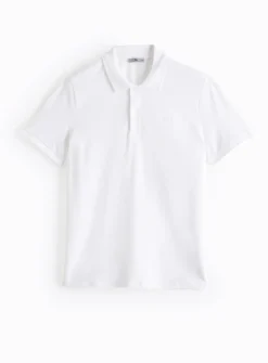 White Pique Embroidered Polo Shirt L