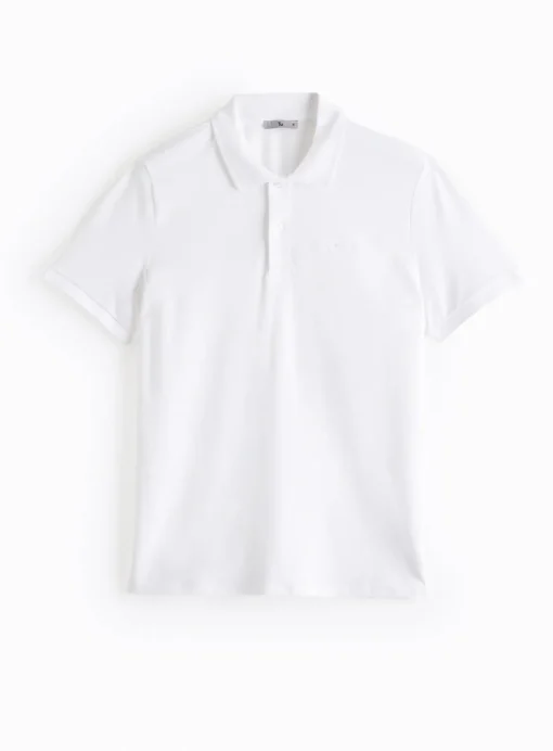 White Pique Embroidered Polo Shirt L