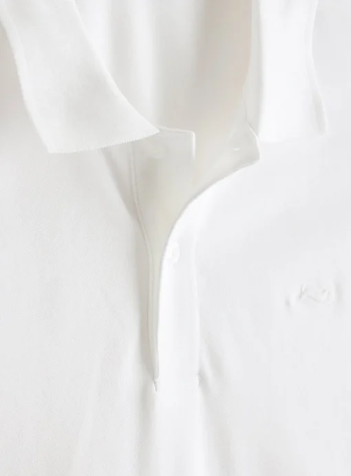 White Pique Embroidered Polo Shirt L