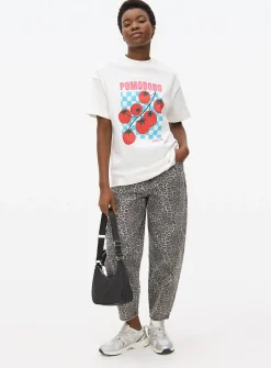 White Pomodoro Graphic Oversized T-Shirt XS