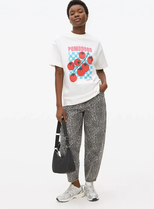 White Pomodoro Graphic Oversized T-Shirt XS