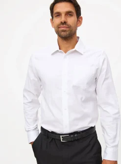 White Regular Fit Cotton Twill Long Sleeve Shirt 17.5