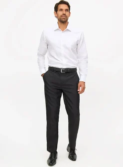 White Regular Fit Cotton Twill Long Sleeve Shirt 17.5