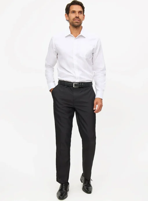 White Regular Fit Cotton Twill Long Sleeve Shirt 17.5