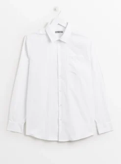 White Regular Fit Cotton Twill Long Sleeve Shirt 17.5