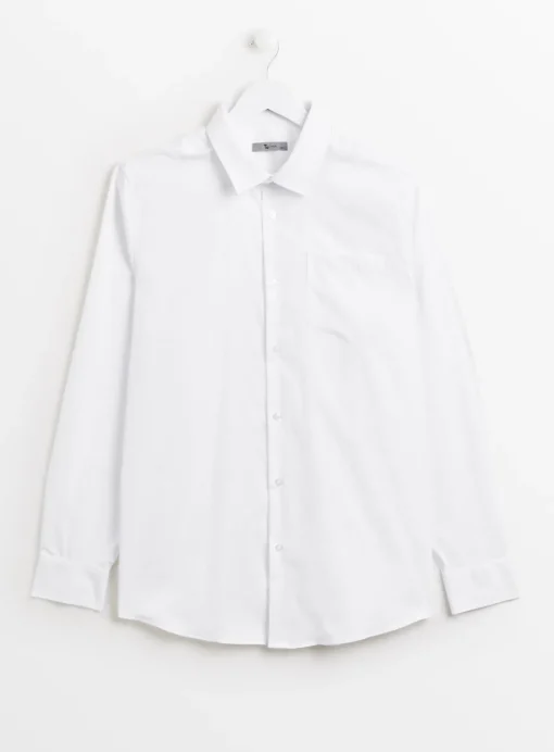 White Regular Fit Cotton Twill Long Sleeve Shirt 17.5