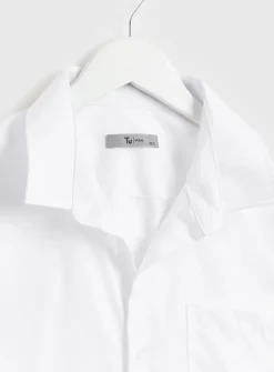 White Regular Fit Cotton Twill Long Sleeve Shirt 17.5
