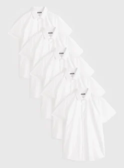 White Regular Fit Short Sleeve Shirts 5 Pack 15