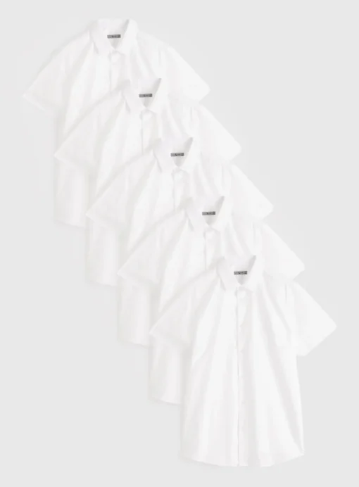 White Regular Fit Short Sleeve Shirts 5 Pack 15