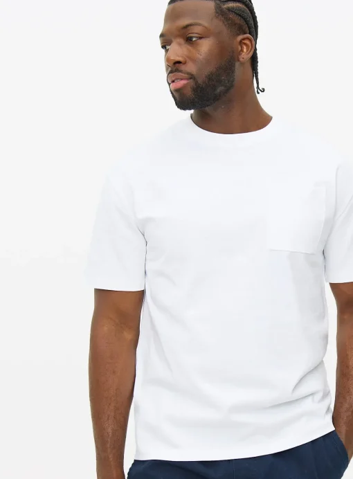 White Relaxed Fit Pocket T-Shirt XL
