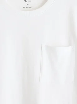 White Relaxed Fit Pocket T-Shirt XL