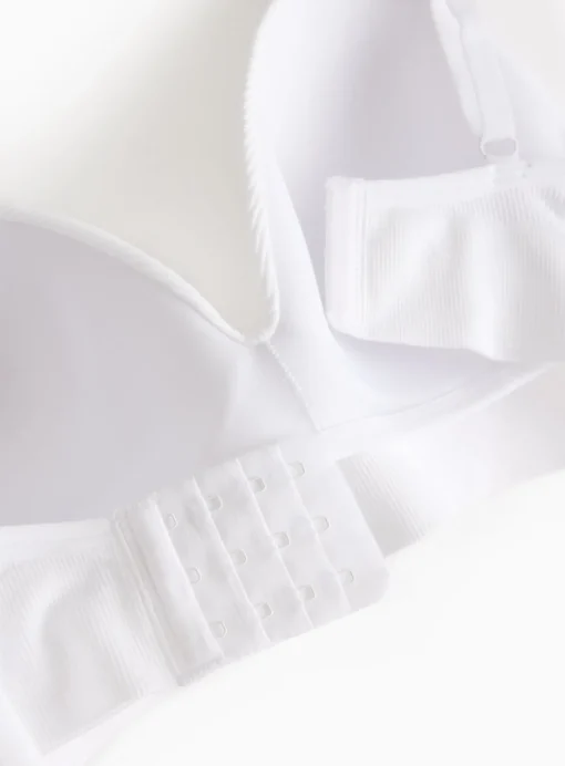 White Ribbed Non-Wired Seamless Bra XXL