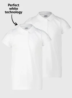 White Scallop Eco-Lite Polo Shirts 2 Pack 3 years