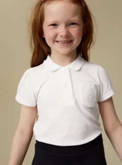 White Scalloped Collar Polo Top 2 Pack 10 years
