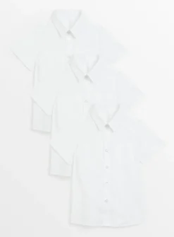 White Short Sleeve Slim Fit Shirts 3 Pack 12 years