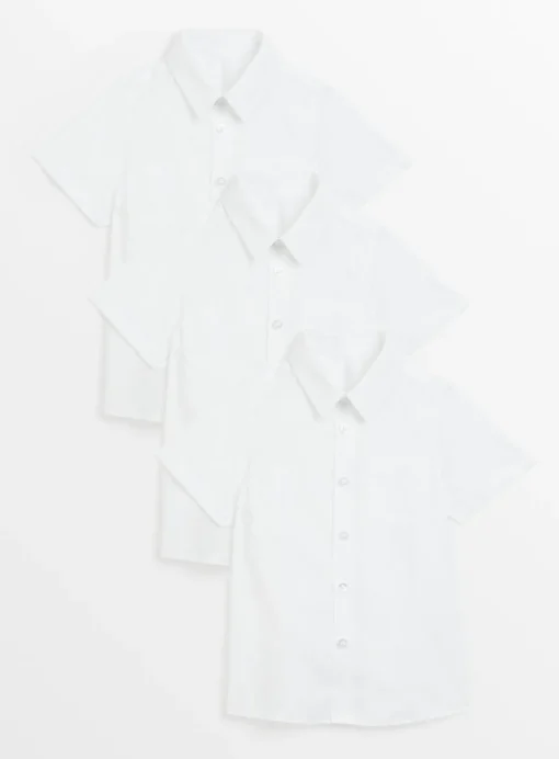 White Short Sleeve Slim Fit Shirts 3 Pack 12 years