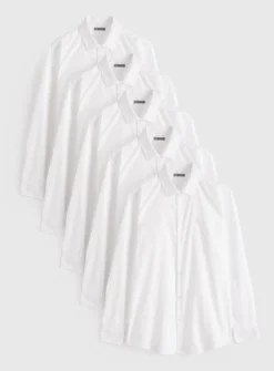 White Slim Fit Long Sleeve Shirts 5 Pack 17