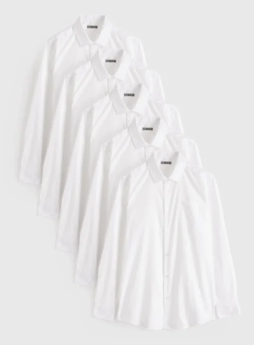 White Slim Fit Long Sleeve Shirts 5 Pack 17