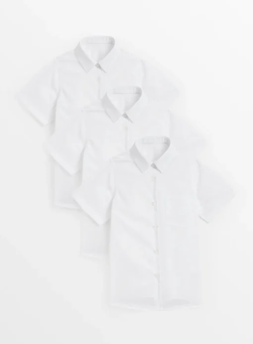 White Slim Fit School Shirts 3 Pack 8 years