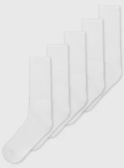 White Sports Socks 5 Pack With Arch Support - 9-12