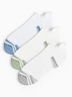 White Stripe Footbed Trainer Socks 3 Pack 9-12
