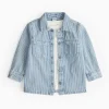 White T-Shirt & Denim Stripe Overshirt 1-2 years