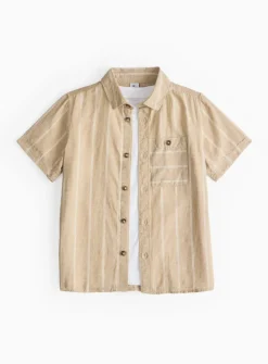 White T-Shirt & Stone Utility Shirt Set 5 years
