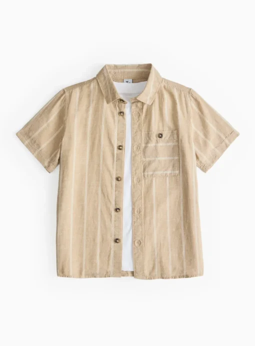 White T-Shirt & Stone Utility Shirt Set 5 years