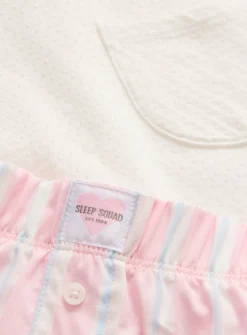 White T-Shirt & Stripe Shorts Pyjama Set 8-9 years