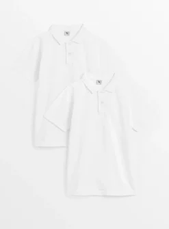 White Unisex Perfect White Polo Shirt 2 Pack 6 years