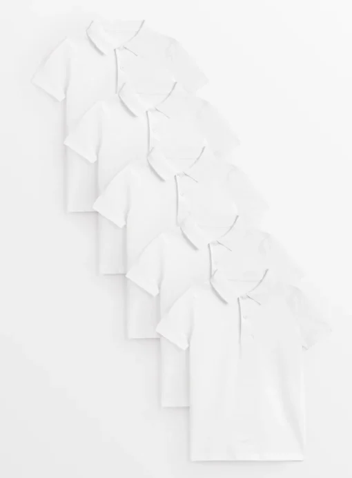 White Unisex Polo Top 5 Pack 3 years