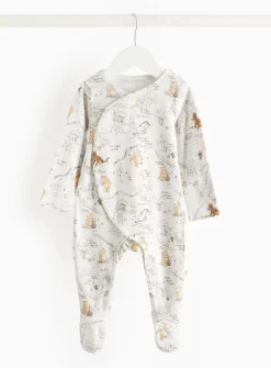 Winnie The Pooh Grey Ribbed Sleepsuit Newborn