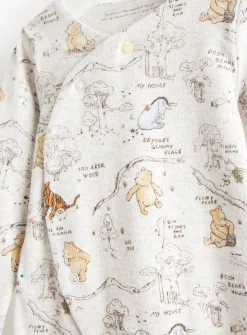 Winnie The Pooh Grey Ribbed Sleepsuit Newborn