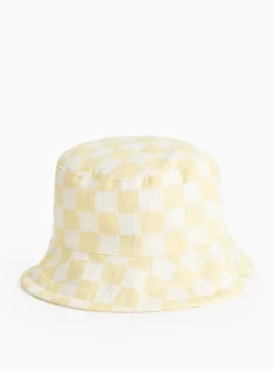 Yellow Chequered Print Bucket Hat 6-12 months