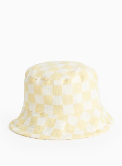 Yellow Chequered Print Bucket Hat 6-12 months