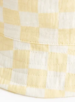 Yellow Chequered Print Bucket Hat 6-12 months