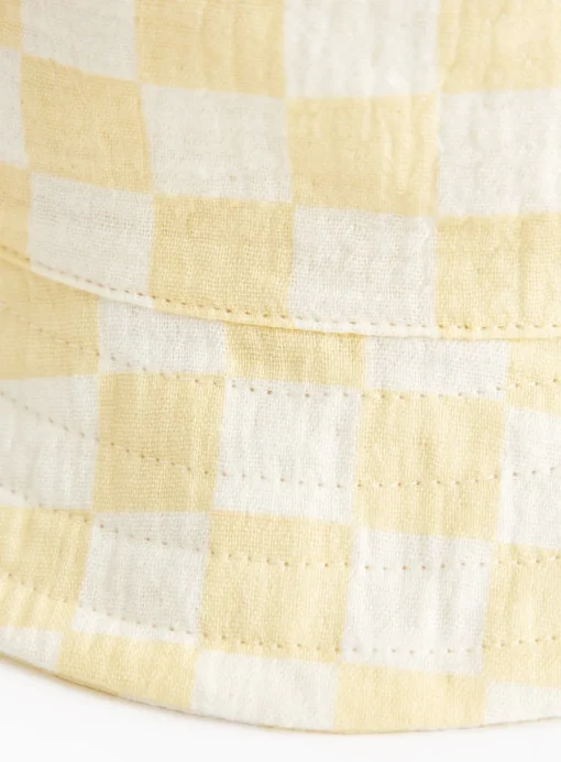 Yellow Chequered Print Bucket Hat 6-12 months