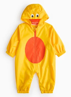Yellow Duck Print Puddlesuit 9-12 months