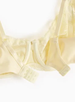 Yellow Floral Lace Underwired Bra 42DD